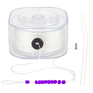Polyester Cords, with Leading Wire and Buckle, White, 0.8mm, about 76.55 Yards(70m)/Roll(OCOR-WH0067-88E-02)