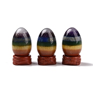 Chakra Natural Gemstone Egg Shape Display Decorations, with Natural Red Jasper Pedestal, 30x53mm(DJEW-G032-01)