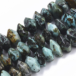 Natural African Turquoise(Jasper) Beads Strands, Nuggets, Faceted, 9.5~11x6~7mm, Hole: 1.2mm, about 30~32pcs/strand, 7.48 inch(19cm)(G-R462-16)