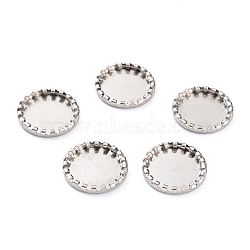 304 Stainless Steel Cabochon Settings, Lace Edge Bezel Cups, Flat Round, Stainless Steel Color, 17x2mm Tray: 14mm(STAS-Y001-08P)