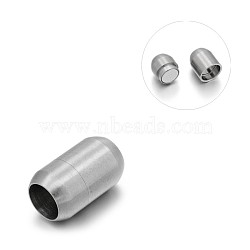 Tarnish Resistant Matte 304 Stainless Steel Barrel Magnetic Clasps with Glue-in Ends, Stainless Steel Color, 25x14mm, Hole: 10.5mm(STAS-E089-06G)