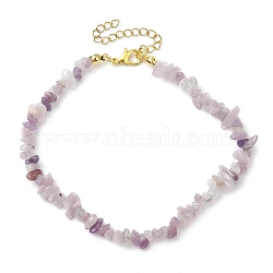 Natural Lilac Jade Anklets, with Alloy Findings, Jewely for Women, 9 inch(22.8cm)(AJEW-AN00592-06)