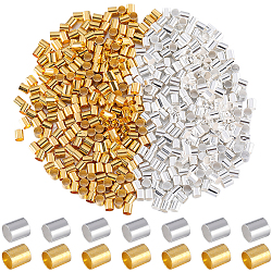 2000Pcs 2 Colors Brass Crimp Beads, Tube, Golden & Silver, 3x3mm, Hole: 2.5mm, 1000pcs/color(KK-SP0001-85)