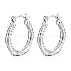 Non-Tarnish 304 Stainless Steel Hoop Earrings, Stainless Steel Color, Hexagon, 25.5x25x3.5mm(PW-WG38004-32)