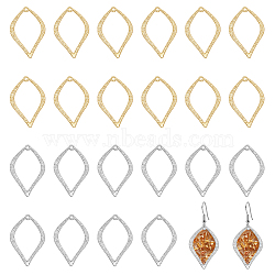 CHGCRAFT 24Pcs 2 Styles Alloy Pendants, Leaf Charms, Platinum & Golden, 35x23~23.5x1.5mm, Hole: 1.5mm, 12pcs/style(FIND-CA0007-85)