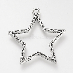 Tibetan Style Alloy Pendants, Cadmium Free & Lead Free, Star, Antique Silver, 37.5x35x2mm, Hole: 3mm, about 320pcs/1000g(TIBE-S310-006AS-LF)