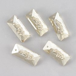 K9 Glass Rhinestone Pendants, Rectangle, Golden Shadow, 26x11x7.5mm, Hole: 1.6mm(X-RGLA-T148-02D)