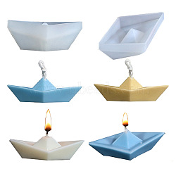 DIY Food Grade Silicone Candle Molds, for Candle Making, 3D Paper Boat, White, 8.6x4.8x3cm(SIMO-PW0011-35)