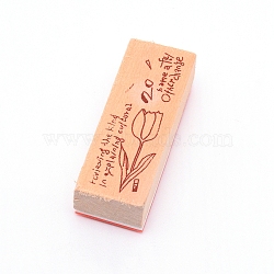Wooden Stamps, with Rubber, Rectangle, Flower Pattern, 55x22x19mm(AJEW-WH0018-64G)