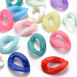 Opaque Acrylic Linking Rings, Quick Link Connectors, for Curb Chains Making, Twist, Mixed Color, 28.5x20.5x6.5mm, Inner Diameter: 7.5x16mm, about 345pcs/500g(SACR-T357-02C)