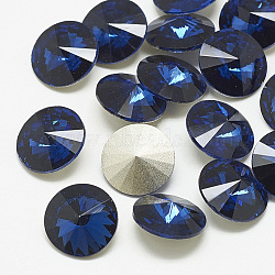 Pointed Back Glass Rhinestone Cabochons, Rivoli Rhinestone, Back Plated, Faceted, Cone, Montana, 8x4mm(RGLA-T086-8mm-13)