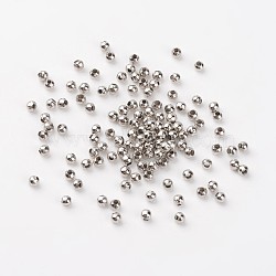Iron Spacer Beads, Round, Platinum, 3mm in diameter, 3mm thick, Hole: 1.2mm, about 820pcs/40g(X-E006)