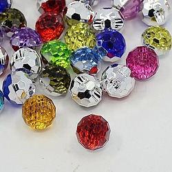 Acrylic Rhinestone Buttons, 1-Hole, Faceted, Round, Mixed Color, 12x11x10mm, Hole: 1mm(X-BUTT-J005-M)