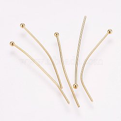 304 Stainless Steel Ball Head Pins, for DIY Beading Charm Making, Golden, 40x0.7mm, 21 Gauge, Head: 2mm(X-STAS-R051-40mm-G)