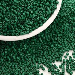 Cylinder Seed Beads, Frosted Colors, Uniform Size, Green, 2x1.3~1.5mm, Hole: 0.8~1mm, about 888pcs/10g(X-SEED-H001-C09)