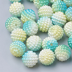 Imitation Pearl Acrylic Beads, Berry Beads, Combined Beads, Rainbow Gradient Mermaid Pearl Beads, Round, Champagne Yellow, 12mm, Hole: 1mm, about 200pcs/bag(OACR-T004-12mm-05)