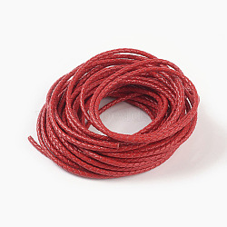 Braided Leather Cord, Leather Jewelry Cord, Jewelry DIY Making Material, Dyed, Round, Red, 4mm, about 10.93 yards(10m)/bundle(WL-F009-B03-4mm)