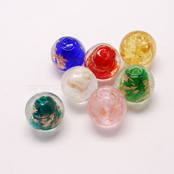 Handmade Gold Sand Lampwork Beads, Round, Mixed Color, 16mm(LAMP-S034-16mm-M)