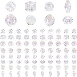 PANDAHALL ELITE 80Pcs 8 Style Transparent Acrylic European Beads, AB Color Plated, Large Hole Beads, Rondelle & Bicone & Rhombus & Flat Round & Cube & Polygon, Clear AB, 10pcs/style(TACR-PH0003-01)