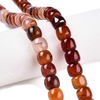 Natural Red Agate Beads Strands, Barrel, 10~10.5x9~9.5mm, Hole: 1.2mm, about 41~43pcs/strand, 14.37~16''(36.5~40cm)