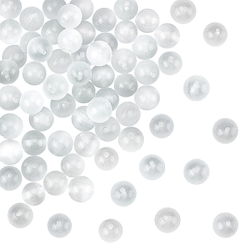 Cat Eye Beads Strands, Round, WhiteSmoke, 10mm, Hole: 0.8mm, about 39pcs/strand, 15 inch