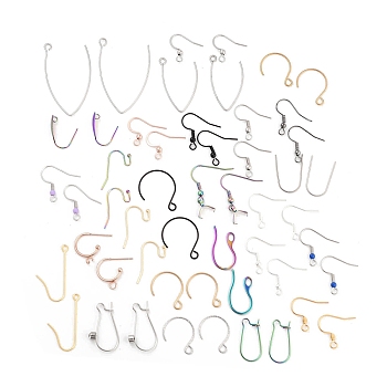 Stainless Steel Earring Hooks, Mixed Color, 11.5~36x0.8~4.5mm, Hole: 3x3.5~3mm, Pin: 0.8mm