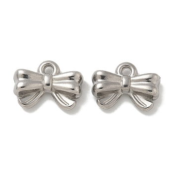 Anti-Tarnish 304 Stainless Steel Charms, Bowknot Charm, Stainless Steel Color, 10.5x14.5x4.5mm, Hole: 1.5mm