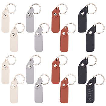 16Pcs 4 Colors PU Leather Keychain, with Iron Key Rings, Platinum, Mixed Color, 9.2cm, 4pcs/color