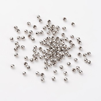 Iron Spacer Beads, Round, Platinum, 3mm in diameter, 3mm thick, Hole: 1.2mm, about 820pcs/40g