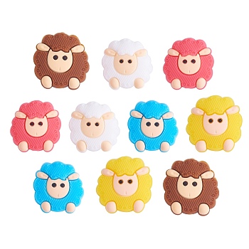 10Pcs 5 Styles Sheep Silicone Beads, Chewing Beads For Teethers, DIY Nursing Necklaces Making, Mixed Color, 25x22.50x9.50mm, Hole:2mm