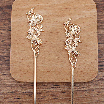 Alloy Flower Hair Sticks for Enamel, Long-Lasting Plated Hair Accessories for Women, Light Gold, 140x30mm