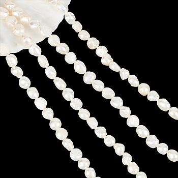2 Strands Natural Cultured Freshwater Keshi Pearl Beads Strands, Baroque Pearls, Two Sides Polished, Seashell Color, 8~14x7~9x4~7mm, Hole: 0.8mm, about 34pcs/strand, 14.5 inch
