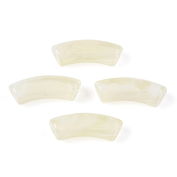 Acrylic Beads, Imitation Gemstone, Curved Tube, Beige, 36x13.5x11.5mm, Hole: 4mm, about 148pcs/500g