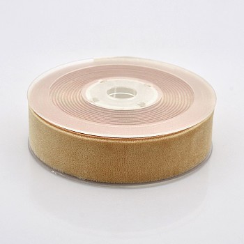 Polyester Velvet Ribbon for Gift Packing and Festival Decoration, BurlyWood, 1 inch(26mm), about 25yards/roll(22.86m/roll)