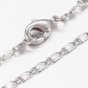 Brass Chain Necklaces, with Lobster Claw Clasps, Real Platinum Plated, 17.7 inch(45cm), 2mm
