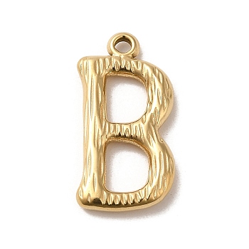 304 Stainless Steel Pendants, Letter B Charm, Real 14K Gold Plated, 22.5x11.5x2.5mm, Hole: 1.8mm