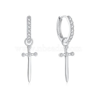 Clear Cross Sterling Silver Earrings