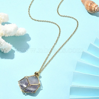 Изготовление ожерелья из латунного мешочка для самородка драгоценного камня(NJEW-JN04369-02)-2