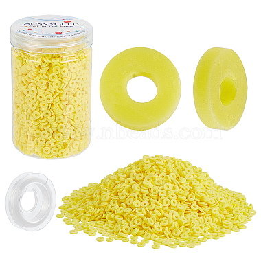 6mm Yellow Disc Polymer Clay Beads