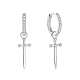 Anti-Tarnish Fashionable S925 Silver Zircon Cross Hoop Earrings for Halloween Costume Accessories(VE4564-2)-1