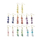 7Pcs 7 Style Natural Mixed Gemstone Chips & Resin Evil Eye Beaded Dangle Earrings(EJEW-JE05117)-1