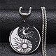 304 Stainless Steel Enamel Yin Yang with Sun & Moon Pendant Necklaces(NJEW-G115-05P)-1