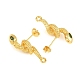 Brass Micro Pave Cubic Zirconia Stud Earring Findings(KK-K340-42G)-2
