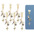 6Pcs Star Alloy Enamel Pendant Decorations, with Alloy Swivel Clasps and Iron Cell Phone Holder Stand, Golden, Mixed Color, 150mm(HJEW-DC00167)