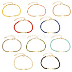 10Pcs 10 Colors Nylon Cord Bracelets Making, with Golden Metal Findings, Mixed Color, 7-1/4 inch(18.5cm), 1pc/color(MAK-GO0001-04)