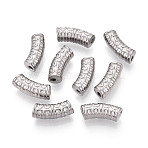 304 Stainless Steel Curved Tube Beads, Stainless Steel Color, 14x5mm, Hole: 1.8mm(STAS-I321-24P)