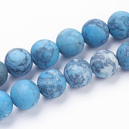 Dyed Natural Map Stone/Picasso Stone/Picasso Jasper Beads Strands, Frosted, Round, 6mm, Hole: 1mm, about 62pcs/strand, 15.3 inch(39cm)(X-G-F520-52-6mm)