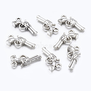 Gun Alloy Pendants, Revolver Pendant, Lead Free and Cadmium Free, Antique Silver, about 22mm long, 11mm wide, 3mm thick, hole: 2mm(EA11007Y)