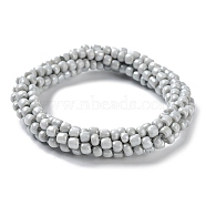Crochet Glass Beads Braided Stretch Bracelet, Nepel Boho Style Bracelet, Gainsboro, Inner Diameter: 1-3/4 inch(4.5cm)(BJEW-K232-01V)