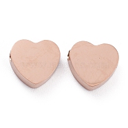 Ion Plating(IP) 304 Stainless Steel Beads, Heart, Rose Gold, 8.5x9.2x3mm, Hole: 1.8mm(STAS-O139-03RG)